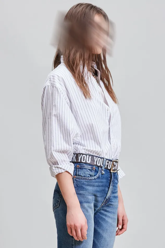 Tops Women R13 Dolman Sleeve Shirt 8211 Royal Blue Wide Pinstripe