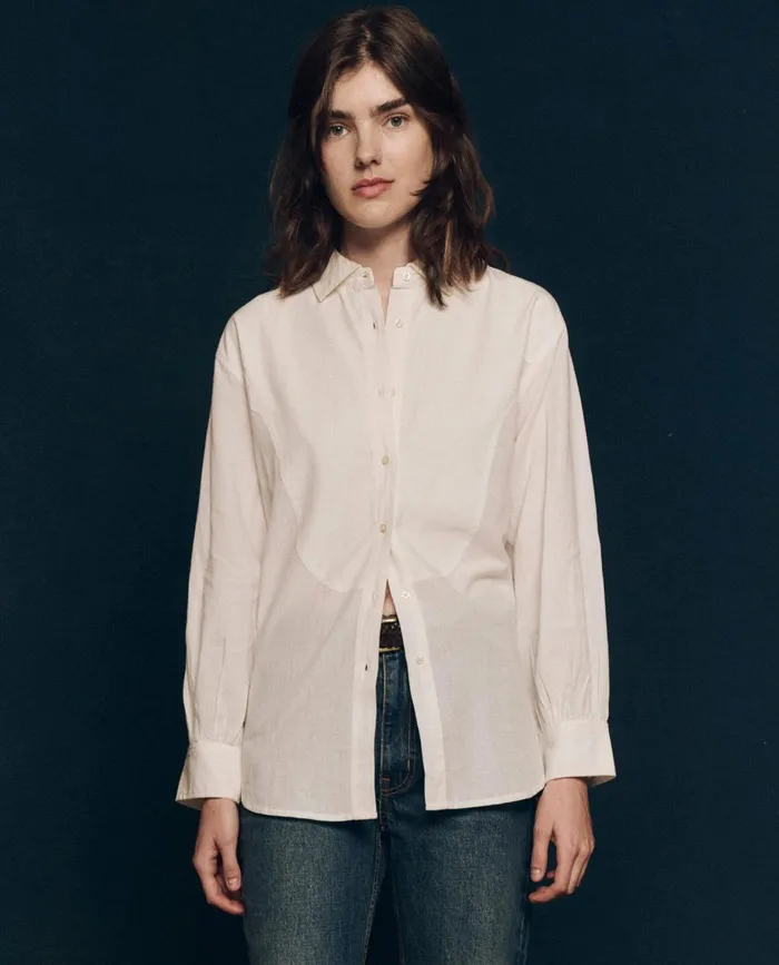 Tops Women The Great The Cowboy Tux Top White Tops Women The Great The Cowboy Tux Top White