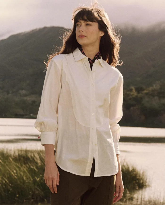 Tops Women The Great The Cowboy Tux Top White Tops Women The Great The Cowboy Tux Top White