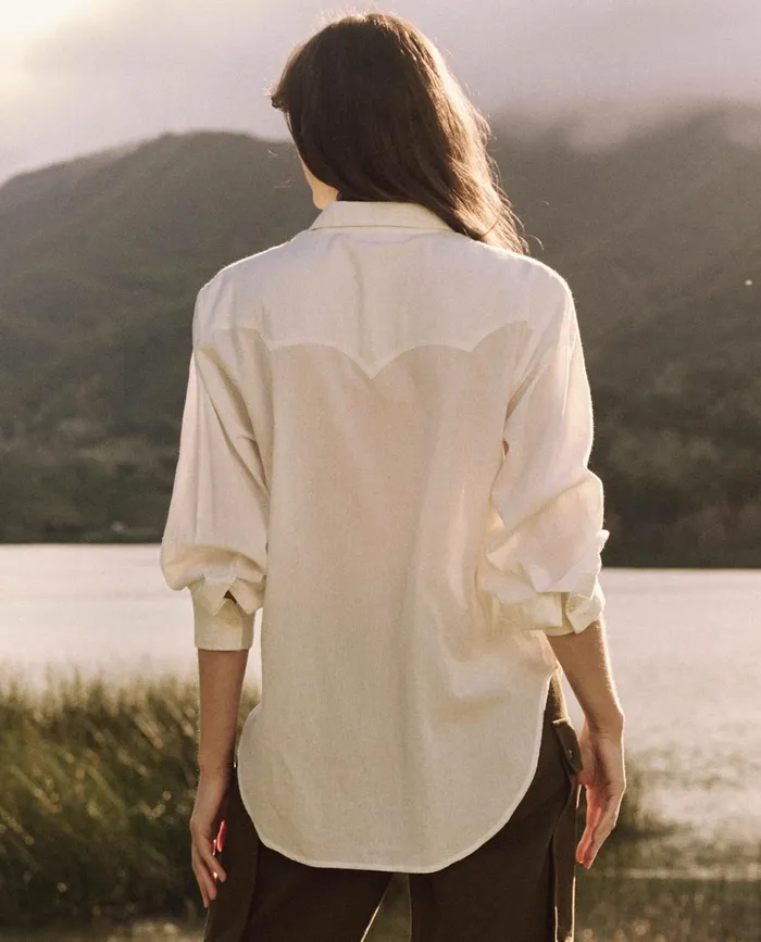 Tops Women The Great The Cowboy Tux Top White Tops Women The Great The Cowboy Tux Top White