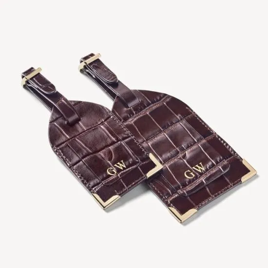 Travel Collection With Removable Inserts Deep Shine Amazon Brown Croc WomenMen Aspinal Of London Travel Collections