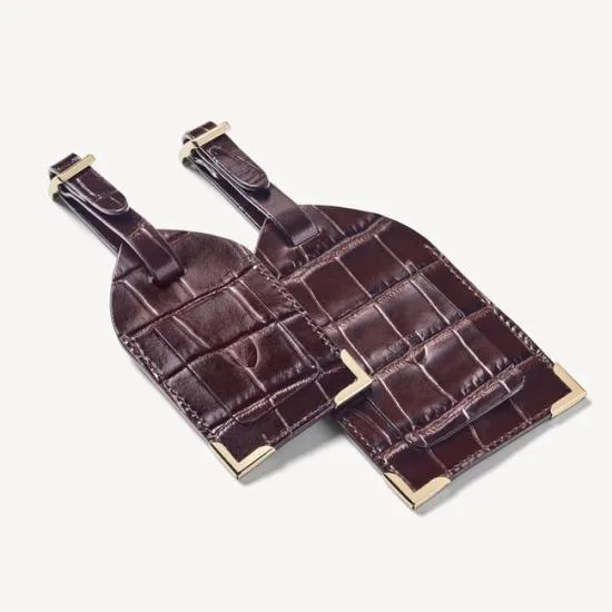 Travel Collection With Removable Inserts Deep Shine Amazon Brown Croc WomenMen Aspinal Of London Travel Collections