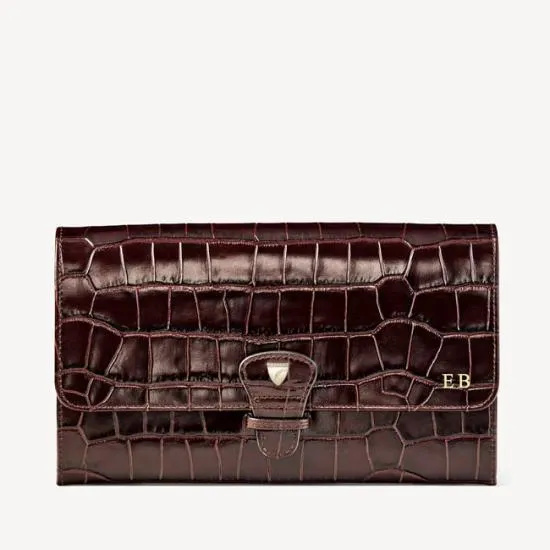 Travel Collection With Removable Inserts Deep Shine Amazon Brown Croc WomenMen Aspinal Of London Travel Collections