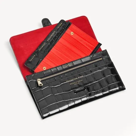 Travel Wallet With Removable Inserts Deep Shine Black Croc WomenMen Aspinal Of London Travel Wallets Travel Wallet With Removable Inserts Deep Shine Black Croc WomenMen Aspinal Of London Travel Wallets