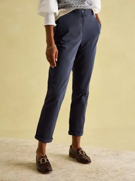 Trousers and Jeans Women Joules Navy Blue Slim Fit Chino Trousers