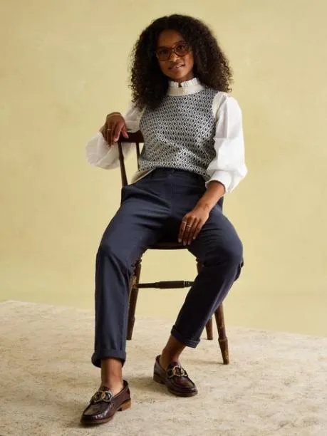 Trousers and Jeans Women Joules Navy Blue Slim Fit Chino Trousers