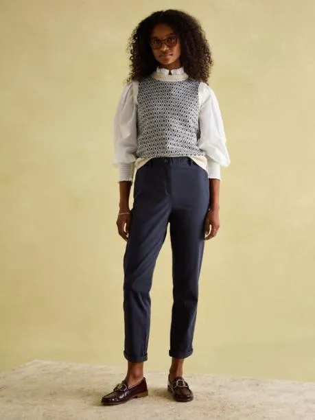Trousers and Jeans Women Joules Navy Blue Slim Fit Chino Trousers