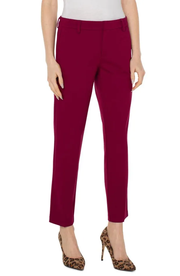 TROUSERS Women Liverpool Los Angeles KELSEY KNIT TROUSER SUPER STRETCH PONTE Garnet Berry