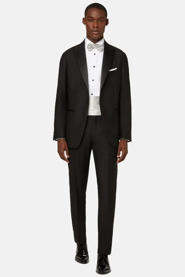 Tuxedos Men Boggi Milano Black Wool Tuxedo Jacket With Peak Lapels Black