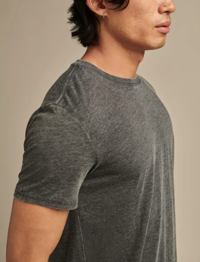 Venice Burnout Crew Neck Tee Jet Black Men Lucky Brand Shirts and Tops