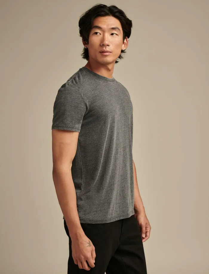 Venice Burnout Crew Neck Tee Jet Black Men Lucky Brand Shirts and Tops