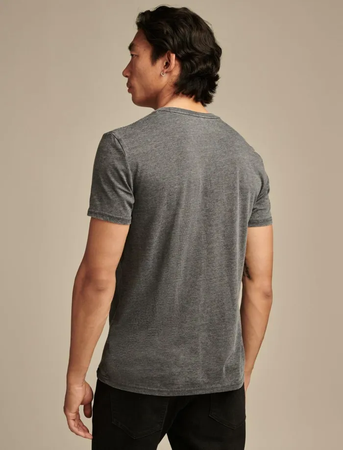 Venice Burnout Crew Neck Tee Jet Black Men Lucky Brand Shirts and Tops
