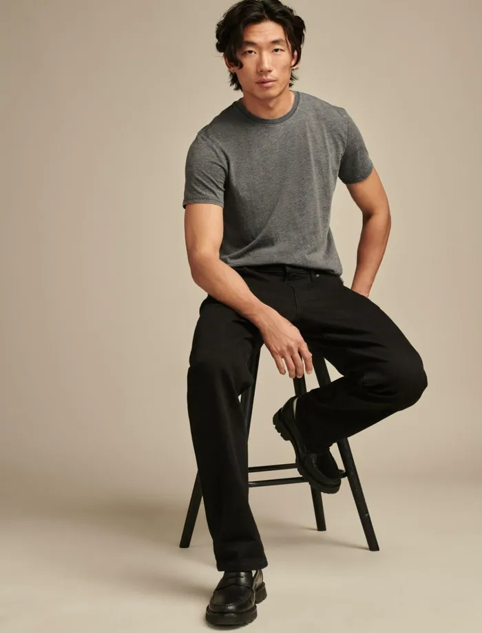 Venice Burnout Crew Neck Tee Jet Black Men Lucky Brand Shirts and Tops