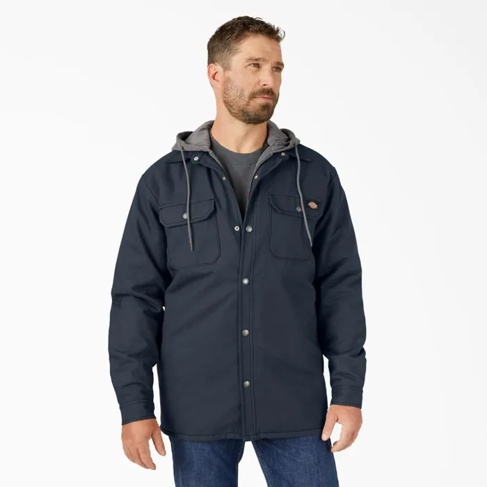 Water Repellent Duck Hooded Shirt Jacket Dark Navy Dark Navy dn Men Dickies Outerwear