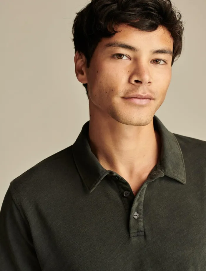 Weekend Slub Polo Jet Black Men Lucky Brand Shirts and Tops