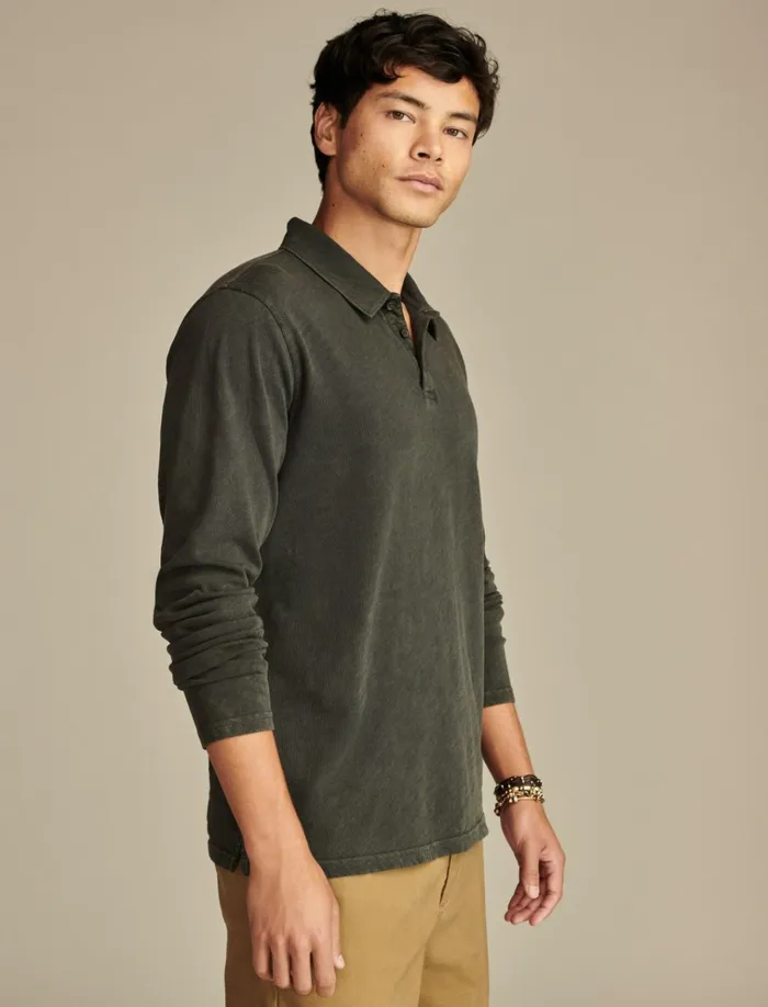 Weekend Slub Polo Jet Black Men Lucky Brand Shirts and Tops
