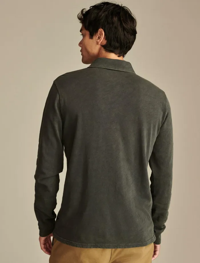 Weekend Slub Polo Jet Black Men Lucky Brand Shirts and Tops