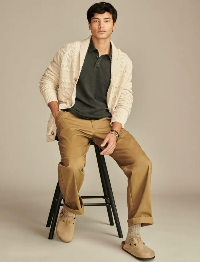 Weekend Slub Polo Jet Black Men Lucky Brand Shirts and Tops