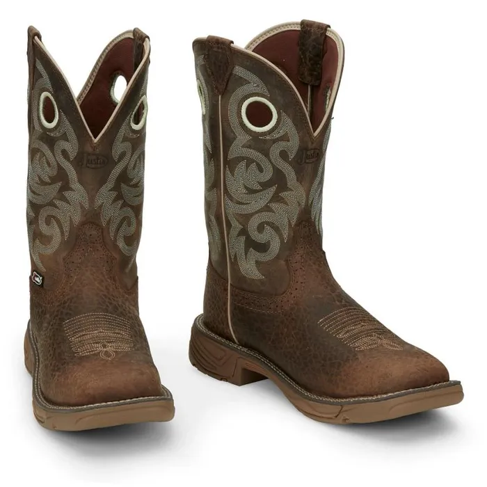 Western Men Justin Boots Rush 11034 Western Work Boot Mocha Brown 040brown041