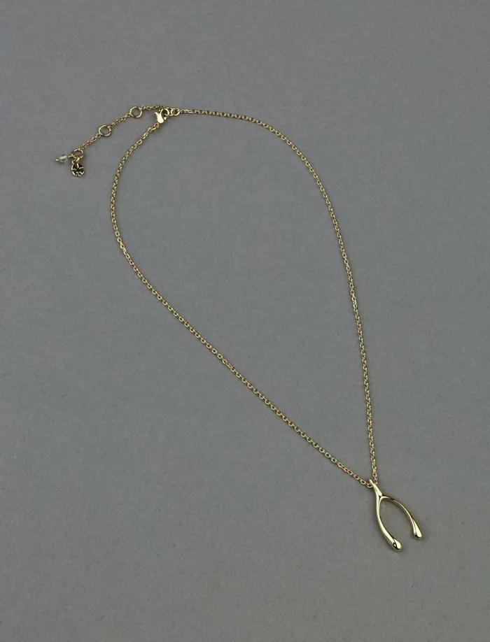 Wish Bone Pendant Gold Women Lucky Brand Jewelry