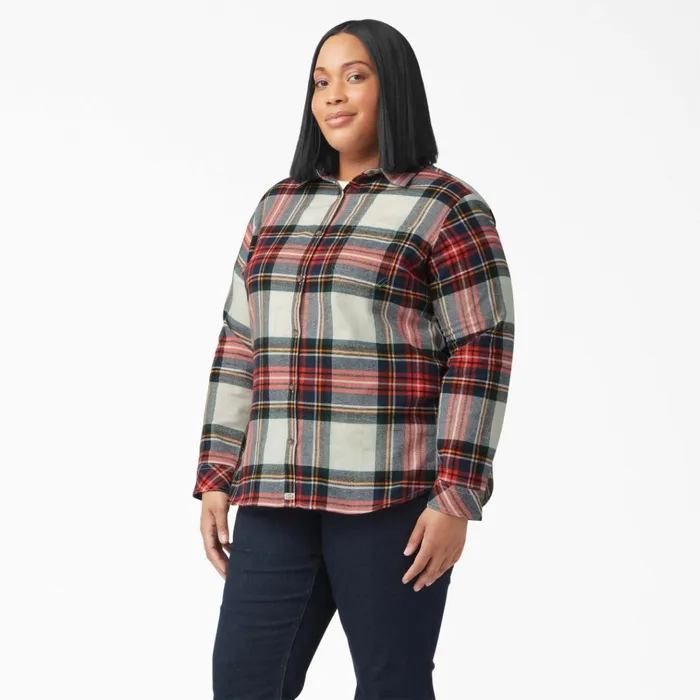 Women039s Plus Long Sleeve Plaid Flannel Shirt Molten Lava Highland Plaid Molten Lava Highland Plaid b1l Women Dickies Button Up