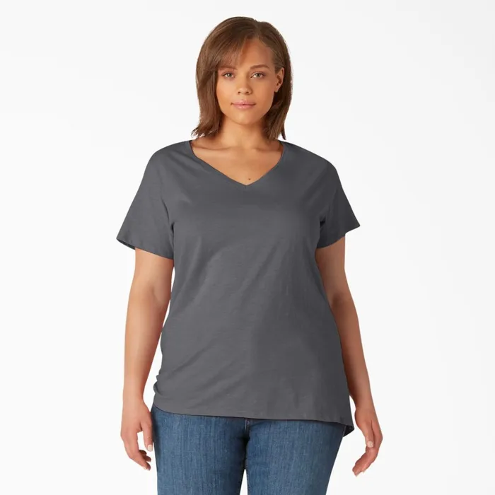 Women039s Plus Short Sleeve VNeck TShirt Graphite Gray Graphite Gray ga Women Dickies Tops Women039s Plus Short Sleeve VNeck TShirt Graphite Gray Graphite Gray ga Women Dickies Tops