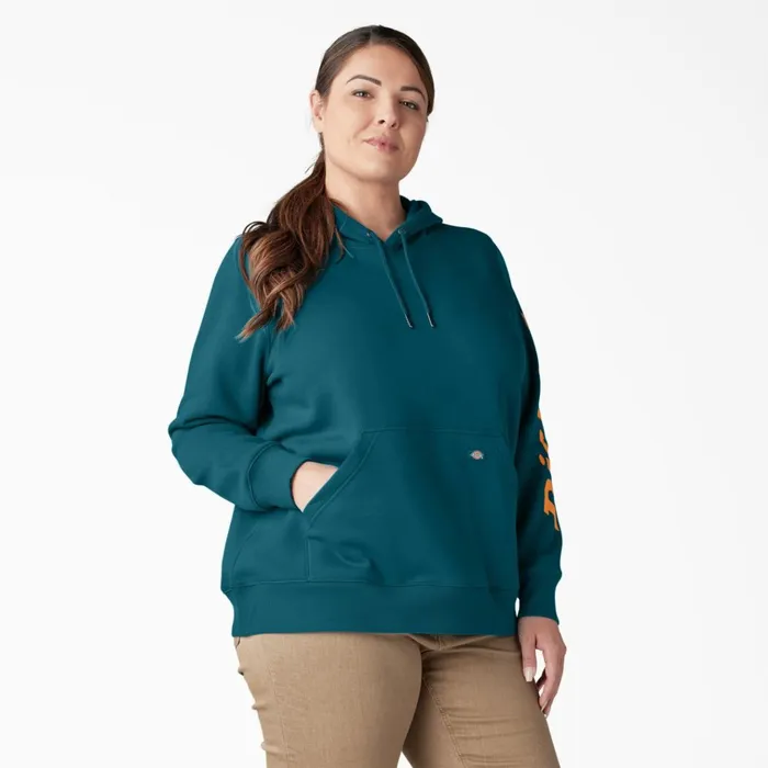 Women039s Plus Water Repellent Sleeve Logo Hoodie Deep Lagoon Deep Lagoon dgn Women Dickies Hoodies and Sweatshirts Women039s Plus Water Repellent Sleeve Logo Hoodie Deep Lagoon Deep Lagoon dgn Women Dickies Hoodies and Sweatshirts