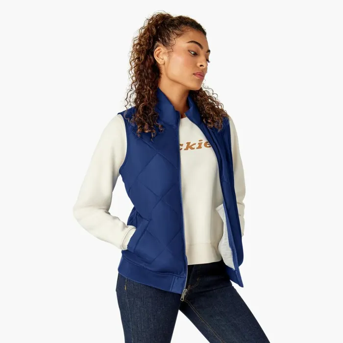 Women039s Quilted Vest Surf Blue Surf Blue fl Women Dickies Vests Women039s Quilted Vest Surf Blue Surf Blue fl Women Dickies Vests