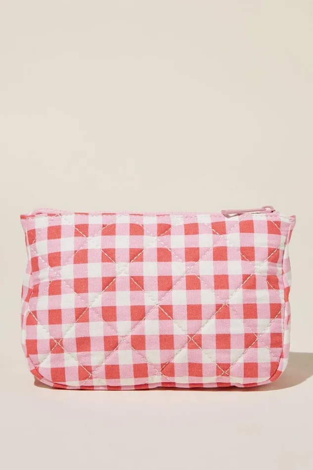 Women Accessories and Slippers Cotton On Body Make Up Bag Pink Red Gingham