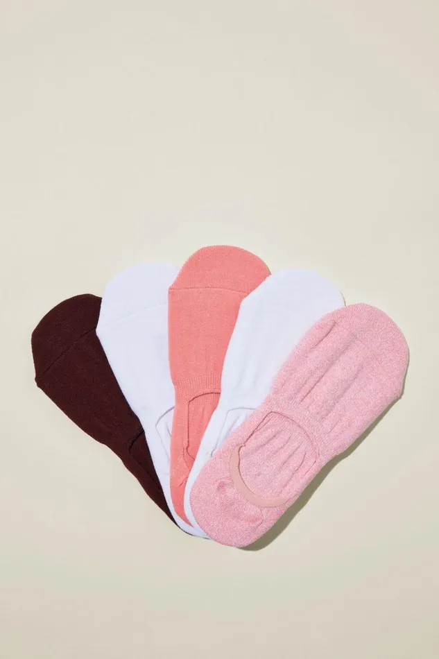 Women Accessories Cotton On Body 5Pk Invisible Sock Petal Pink Ombre