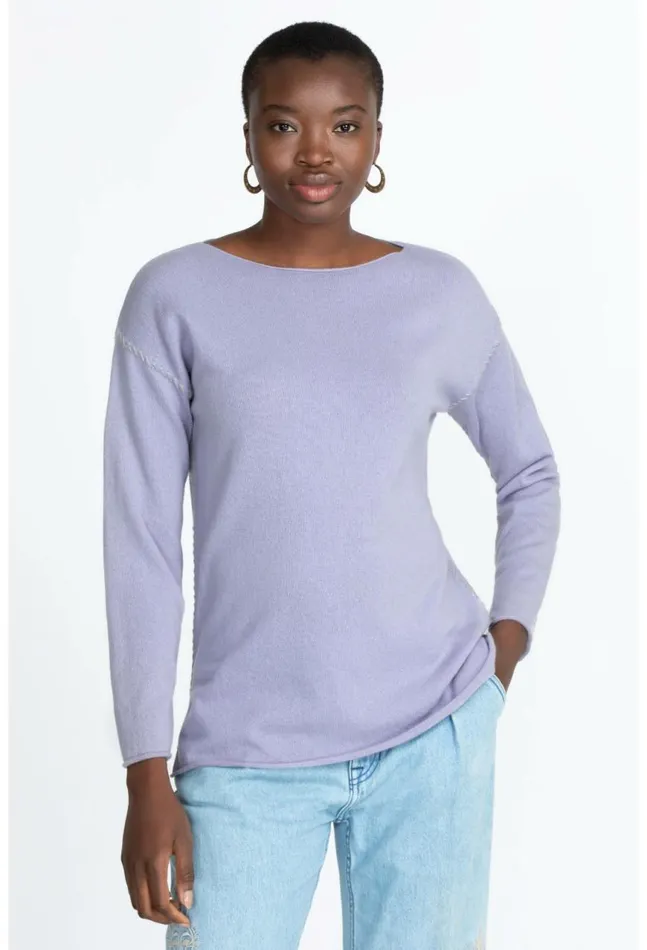 Women Amber Stitched Pullover Lilac Johnny Was Tops
