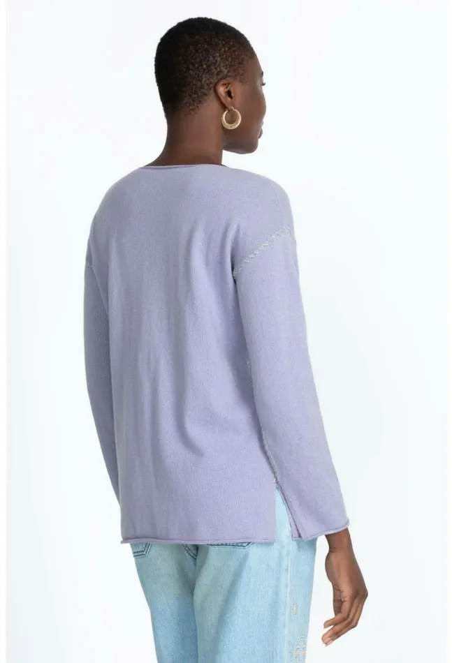Women Amber Stitched Pullover Lilac Johnny Was Tops
