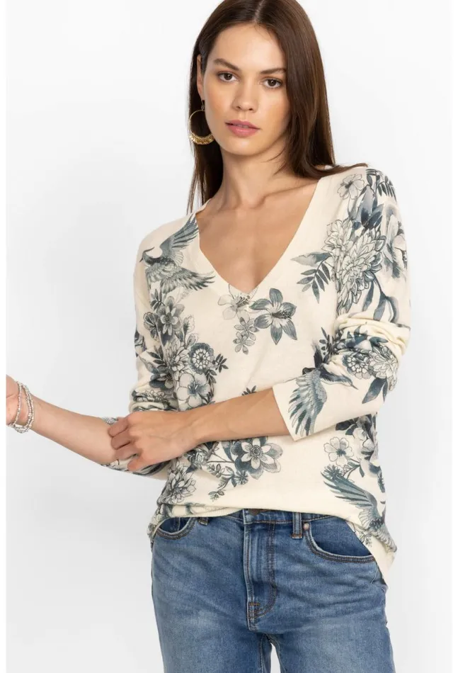Women Anahi Printed Pullover Ivory Johnny Was Tops