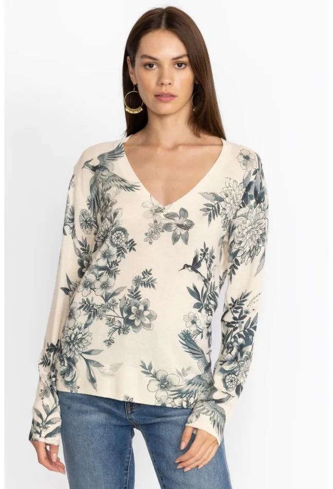 Women Anahi Printed Pullover Ivory Johnny Was Tops