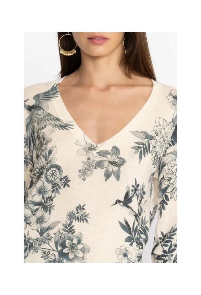 Women Anahi Printed Pullover Ivory Johnny Was Tops