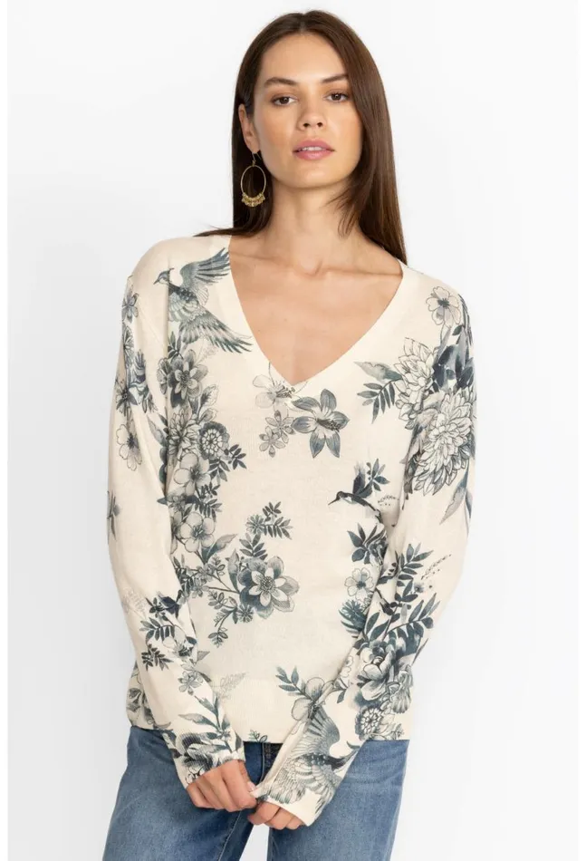 Women Anahi Printed Pullover Ivory Johnny Was Tops