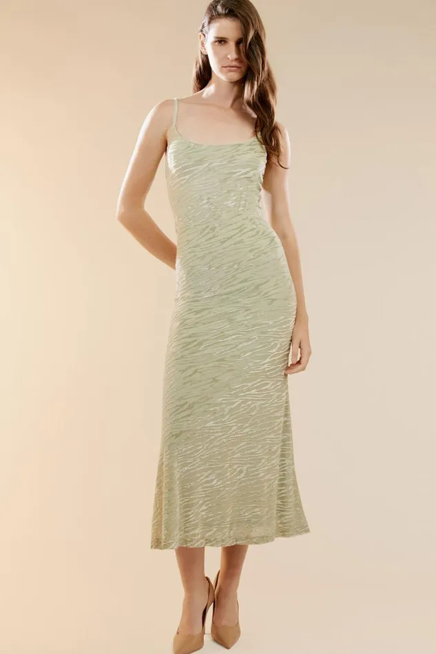 Women Bardot Day To Night Dresses Nadira Burnout Maxi Dress In Soft Sage