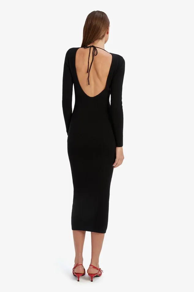 Women Bardot Day To Night Dresses Verona Knit Midi Dress In Black Women Bardot Day To Night Dresses Verona Knit Midi Dress In Black