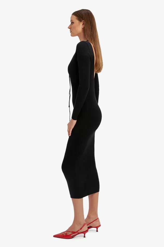 Women Bardot Day To Night Dresses Verona Knit Midi Dress In Black Women Bardot Day To Night Dresses Verona Knit Midi Dress In Black