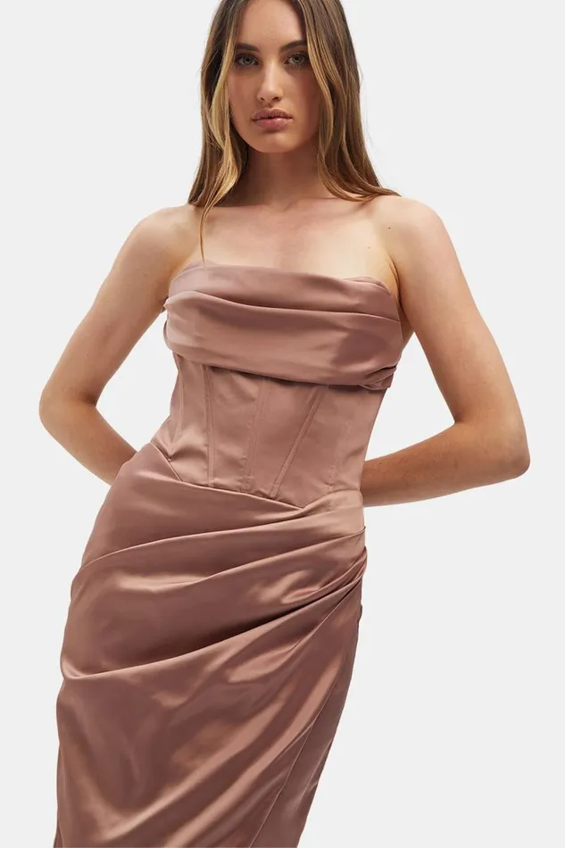 Women Bardot Occasion Dresses Jamila Corset Dress In Latte Women Bardot Occasion Dresses Jamila Corset Dress In Latte