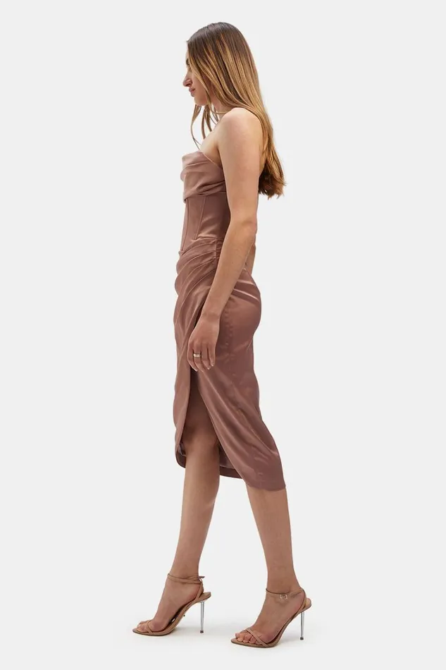 Women Bardot Occasion Dresses Jamila Corset Dress In Latte Women Bardot Occasion Dresses Jamila Corset Dress In Latte