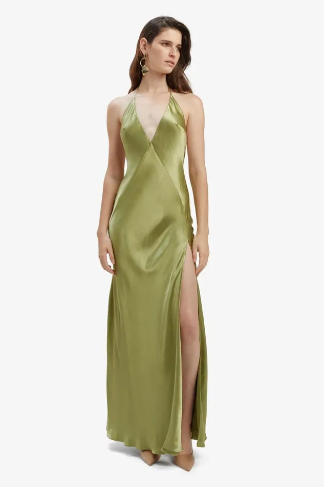 Women Bardot Occasion Dresses Yve Halter Dress In Khaki Women Bardot Occasion Dresses Yve Halter Dress In Khaki
