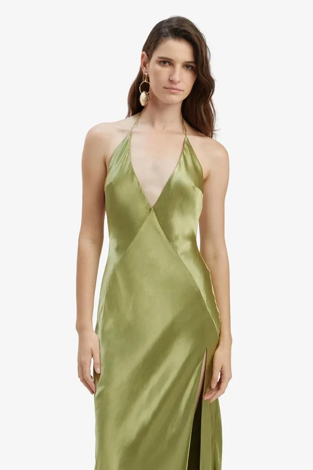 Women Bardot Occasion Dresses Yve Halter Dress In Khaki Women Bardot Occasion Dresses Yve Halter Dress In Khaki