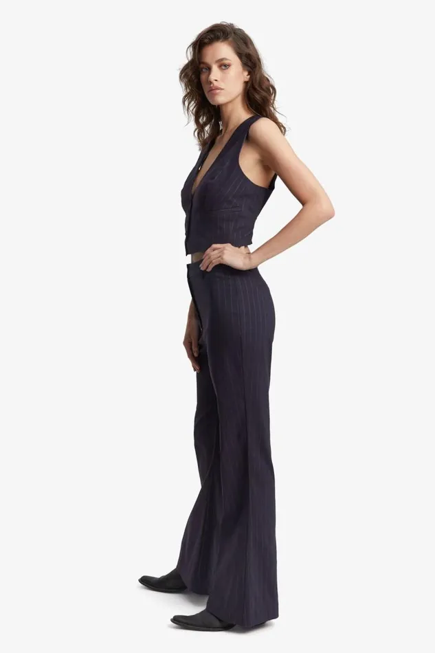 Women Bardot Pants Halifax Pin Stripe Flare Pant In Navy Pinstripe Women Bardot Pants Halifax Pin Stripe Flare Pant In Navy Pinstripe