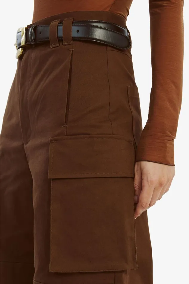 Women Bardot Pants Tybi Cotton Cargo Pant In Chocolate