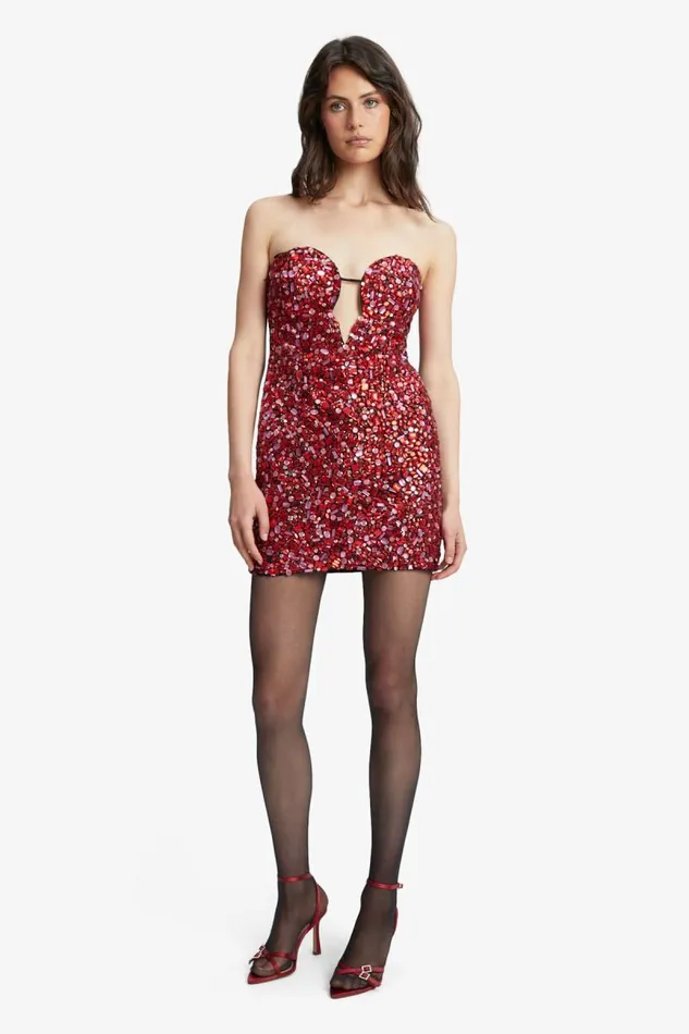 Women Bardot Party Dresses Eleni Beaded Mini Dress In Pink Multi Women Bardot Party Dresses Eleni Beaded Mini Dress In Pink Multi