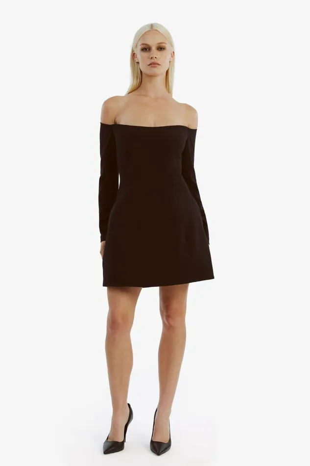 Women Bardot Party Dresses Nadene Hourglass Mini Dress In Black