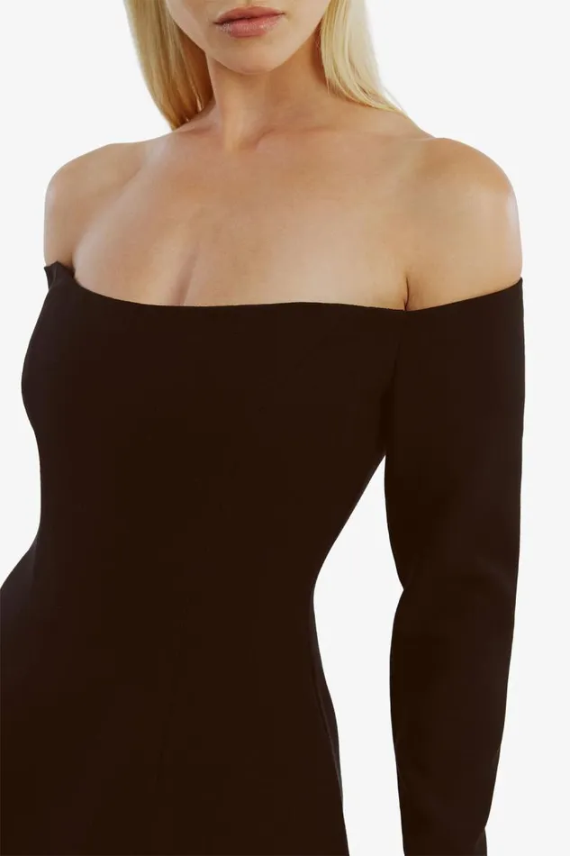 Women Bardot Party Dresses Nadene Hourglass Mini Dress In Black