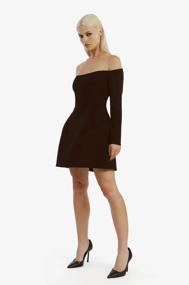 Women Bardot Party Dresses Nadene Hourglass Mini Dress In Black