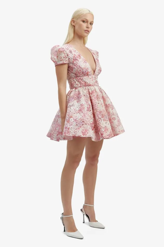 Women Bardot Party Dresses Tamarin Broderie Mini Dress In Pink Floral Women Bardot Party Dresses Tamarin Broderie Mini Dress In Pink Floral